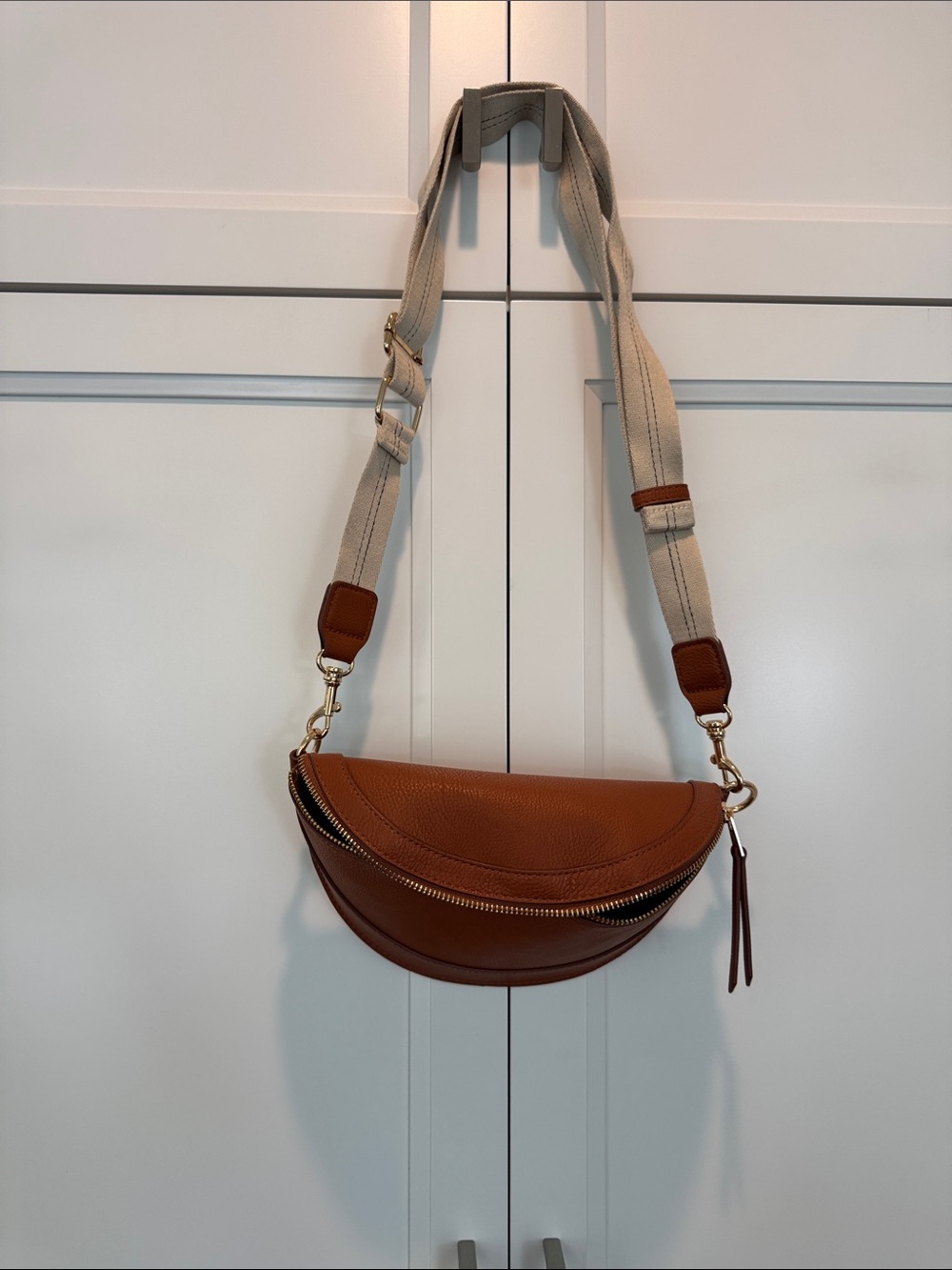 Universal Thread Brown Crescent Crossbody with Beige Adjustable Strap